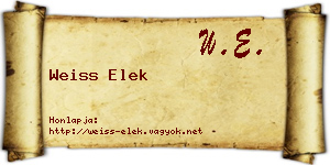 Weiss Elek névjegykártya